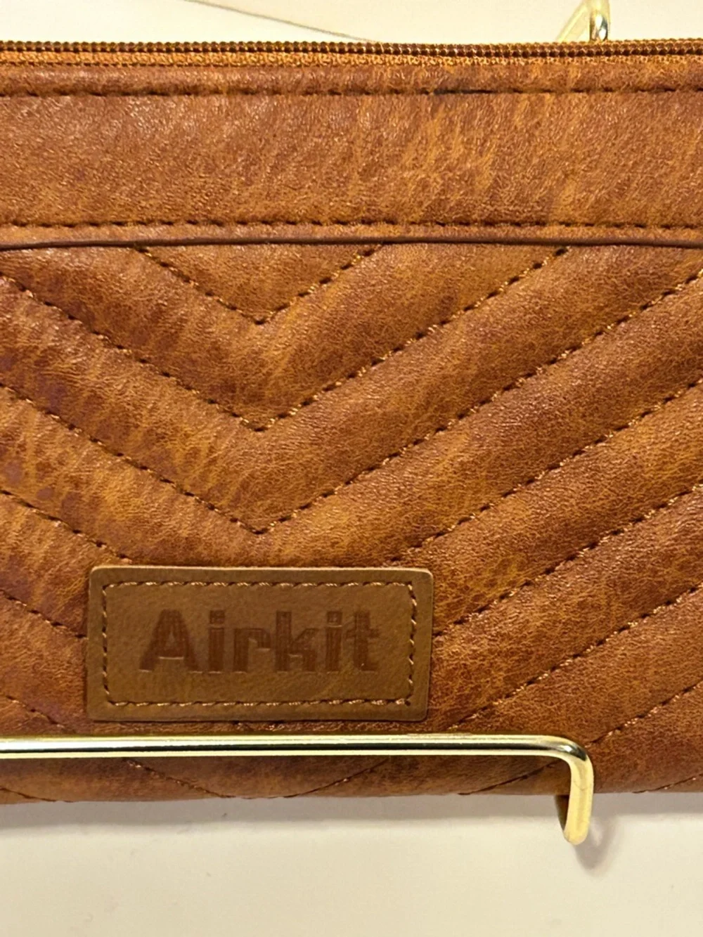 Airkit Quilted Chevron Zip Wallet - Tan Brown